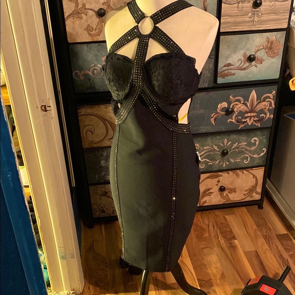 AKIRA Black Halter Bodycon Dress